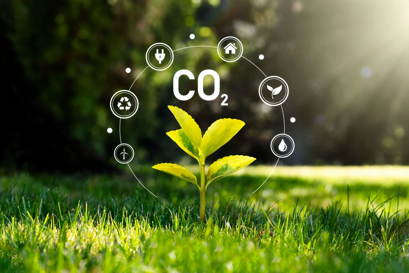 Carbon dioxide, CO2 emissions, carbon footprint concept