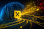 A futuristic cityscape is surrounded by a translucent digital dome, suggesting global connectivity and advanced technology. Bright yellow data streams flow dynamically through the scene, converging around a central yellow cube with black tools iconography. The composition blends skyscrapers, network lines, and abstract particles to evoke innovation and infrastructure. Overall, the image conveys high-tech progress, digital transformation, and energetic motion.