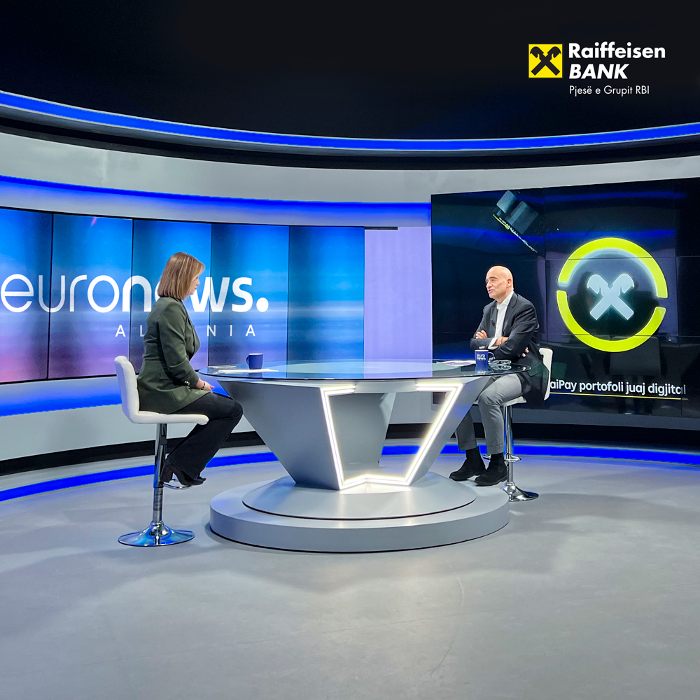 Z. Christian Canacaris, CEO i Raiffeisen Bank Shqipëri në një intervistë ekskluzive për televizionin Euronews Albania.