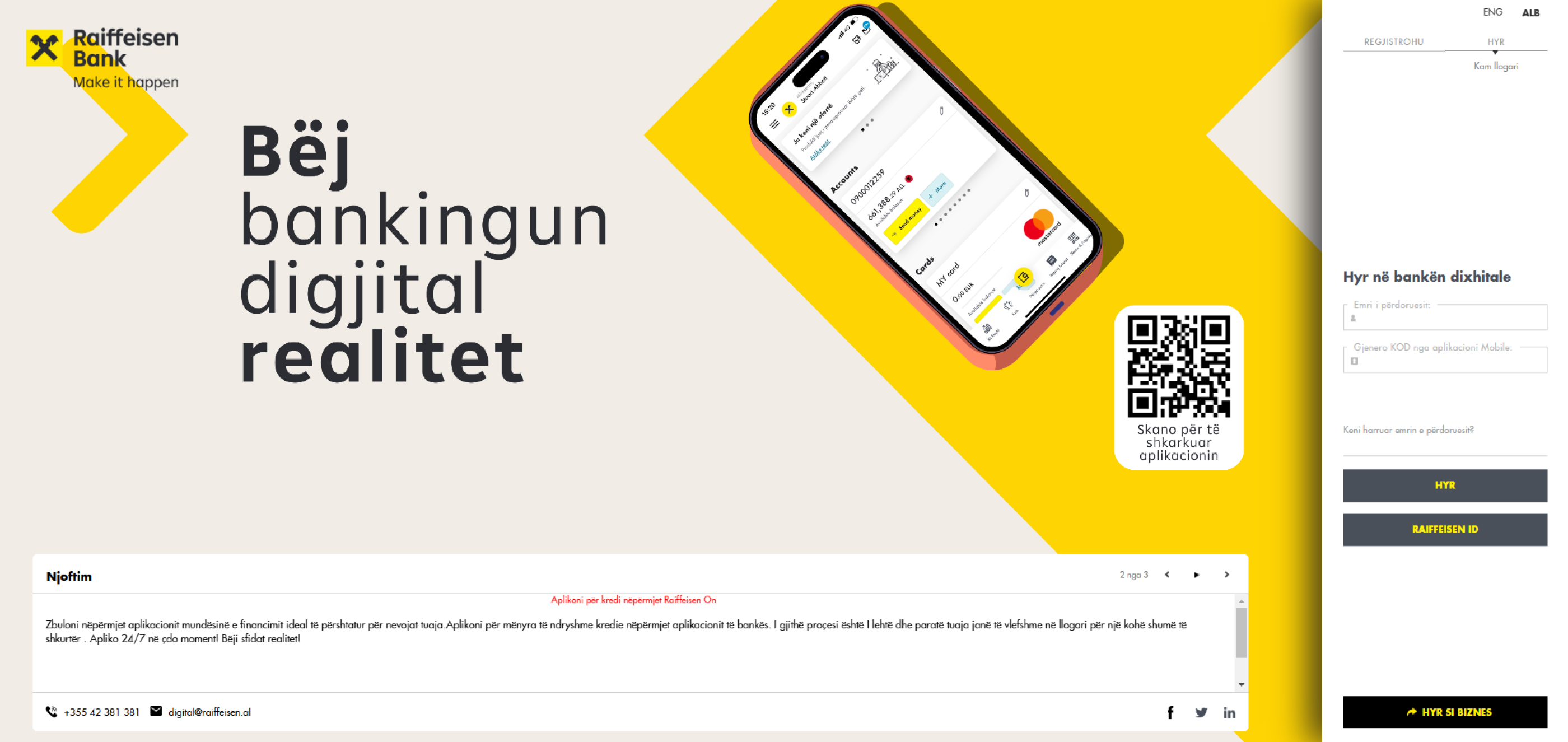 Aksesimi i platformës Raiffeisen ON në internet